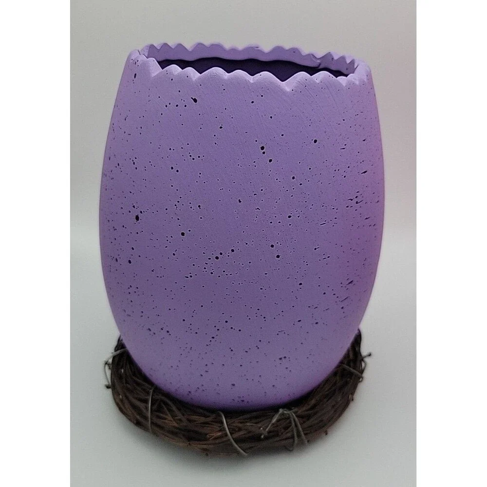 Speckled Purple Eggshell Nest Easter Planter/Vase Ceramic 6